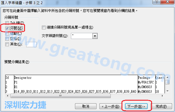 新增一個新的Excel文檔，[資料]匯入[從文字檔]，然后選擇剛產生的BOM (.csv)檔案，并以"分號"作為分隔符號。